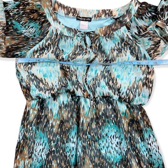 Twenty-Six Brand Abstract Print Layered Open Sleeve Dress sz 7 - Picture 8 of 14